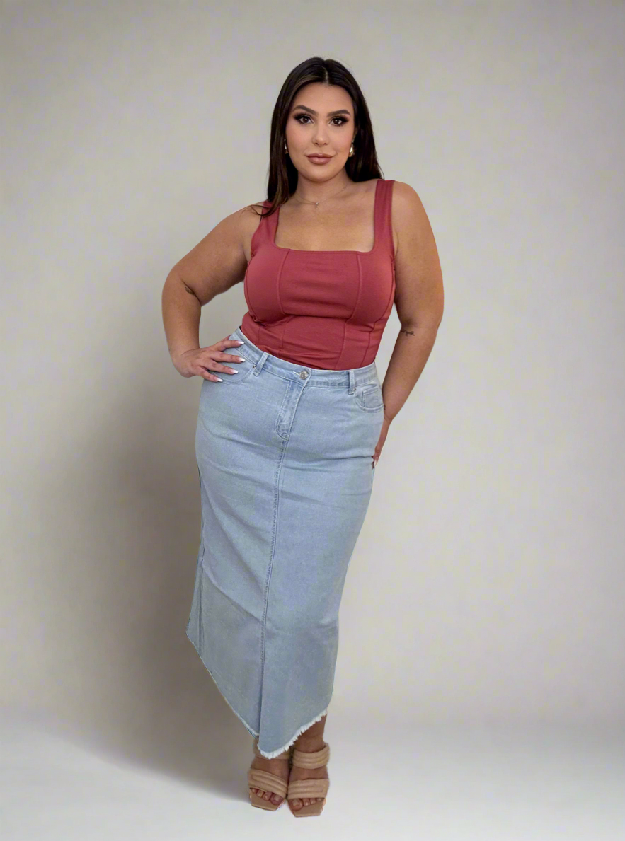 ‘Tessa’ Long Jean Skirt