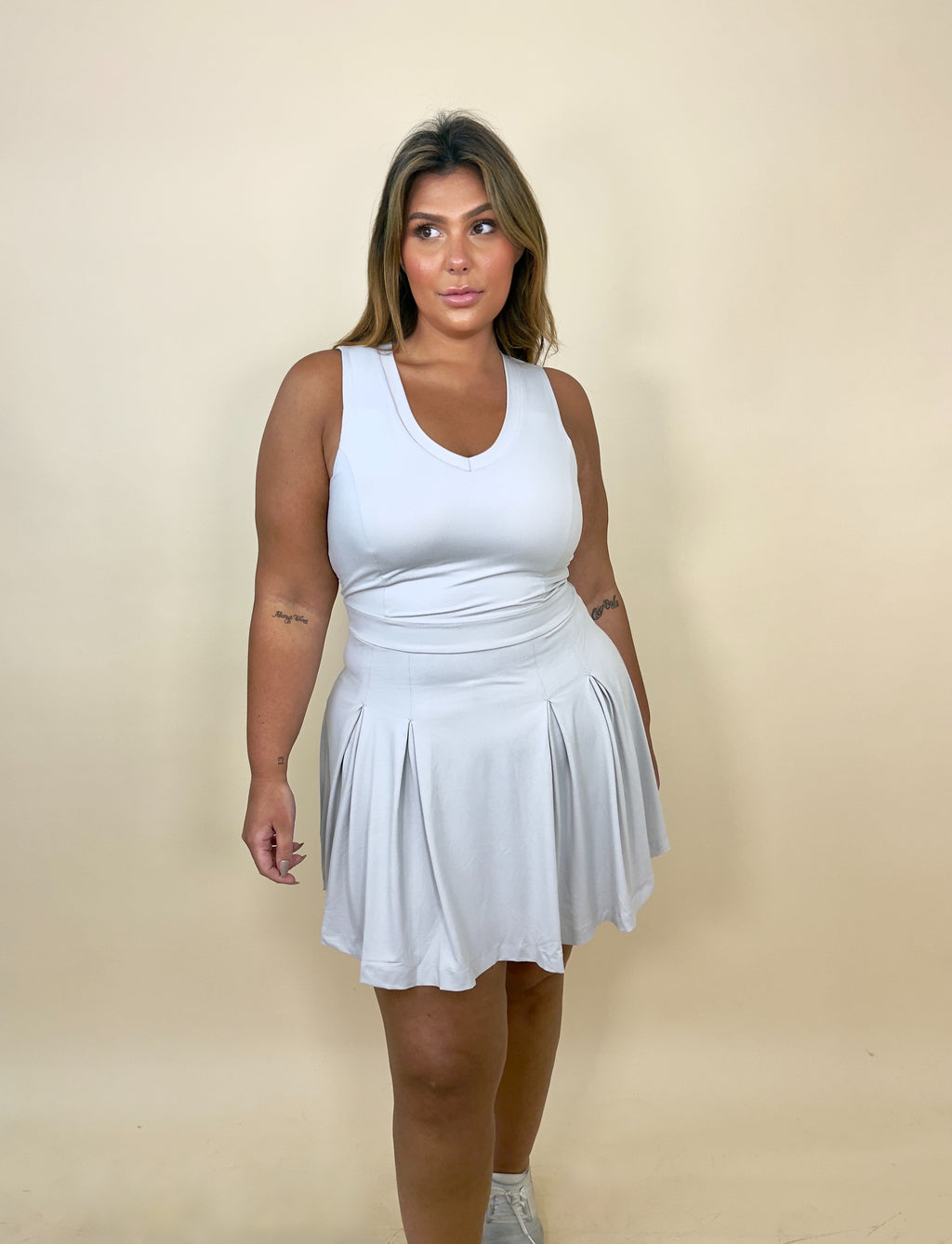 Stone Butter Activewear Dress w/Shorts Set