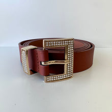 Load image into Gallery viewer, Gold Rhinestoned Buckle Belt (2 colors) plus size
