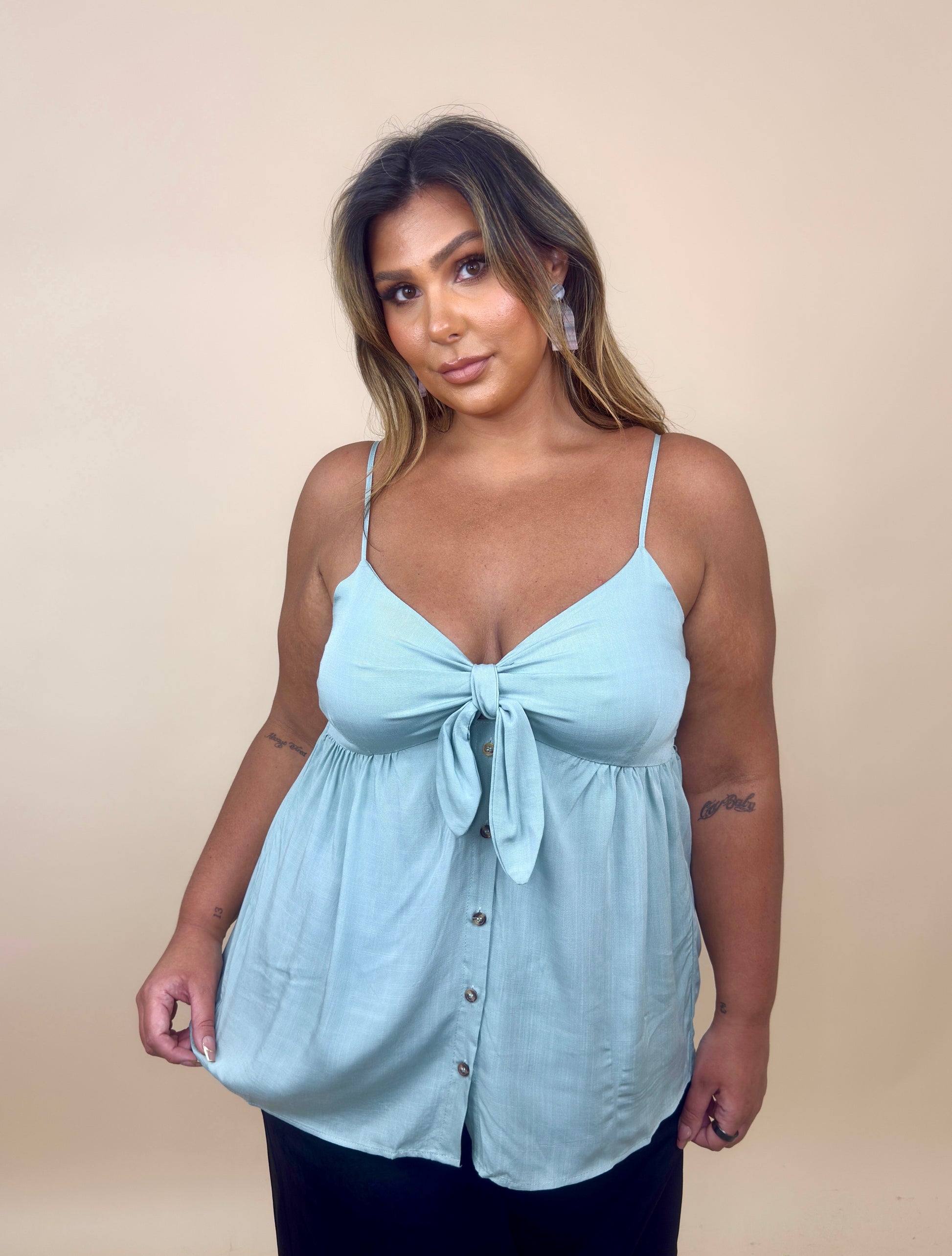 Front Tie Flowy Tank Top (2 colors)
