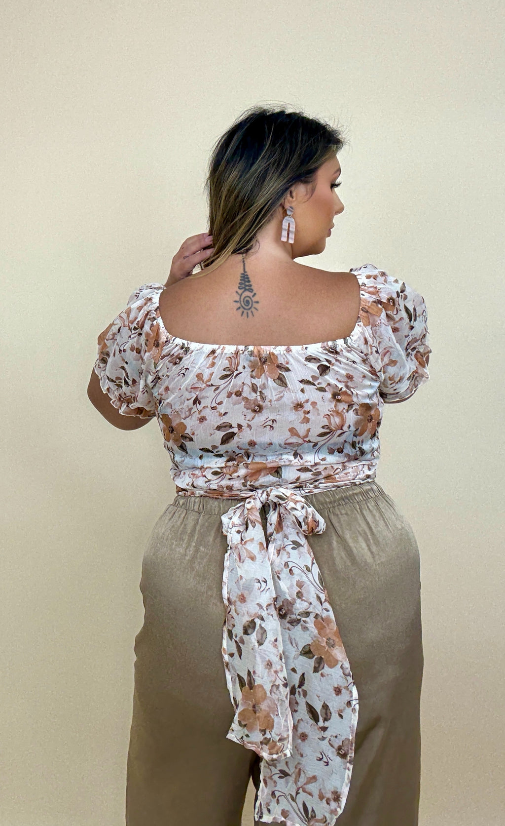 Semi Sheer Multi-Way Floral Wrap Top