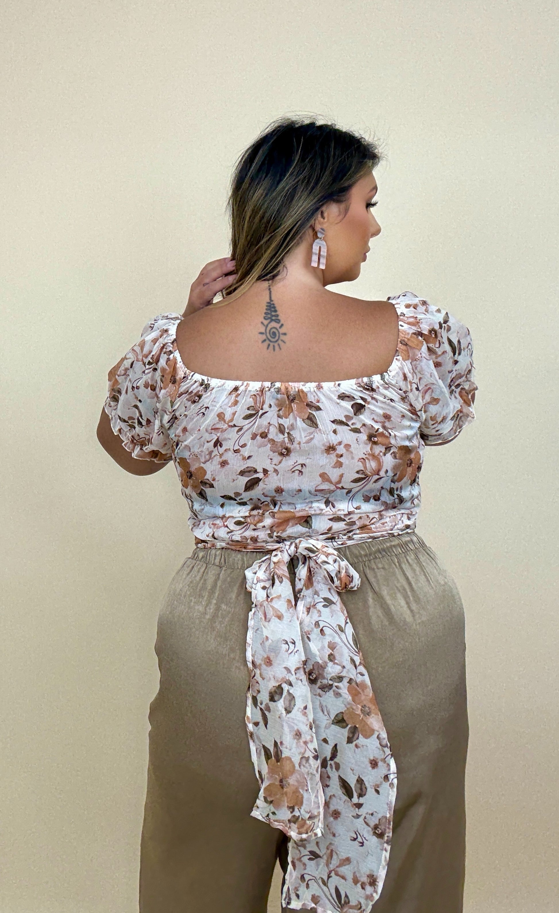 Semi Sheer Multi-Way Floral Wrap Top