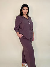 Load image into Gallery viewer, Cotton Button Top &amp; Flowy Pants Set
