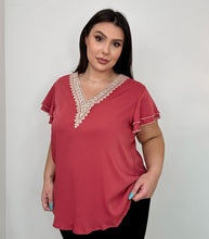 Load image into Gallery viewer, Lightweight Lace V-Neck Ruffle Sleeve Top
