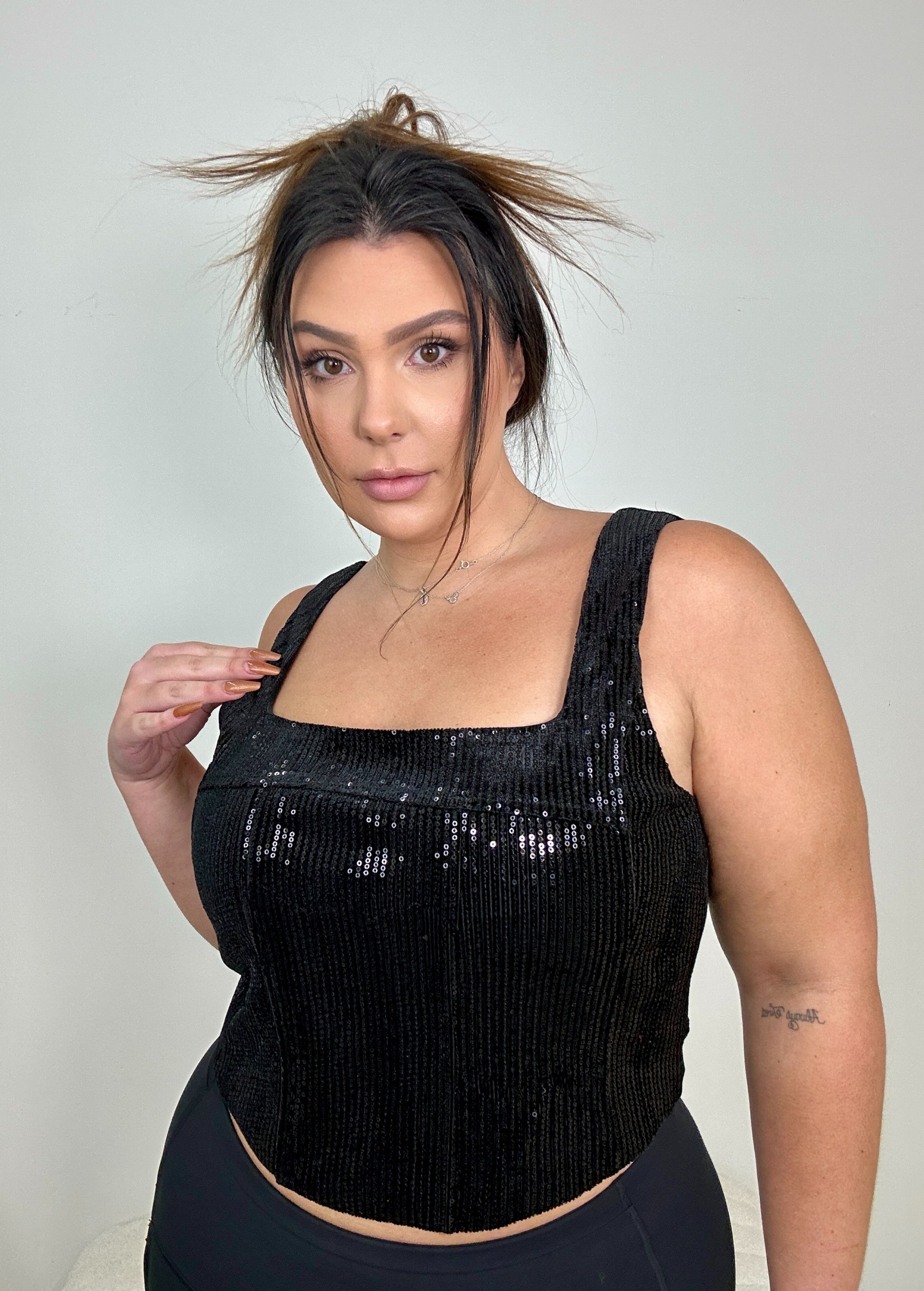 Black Velvet Sequin Top