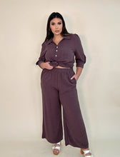 Load image into Gallery viewer, Cotton Button Top &amp; Flowy Pants Set
