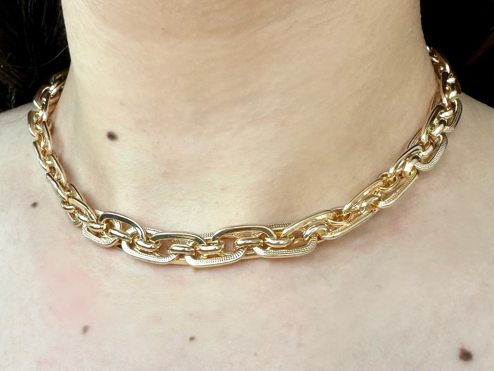 Gold Chain Link Choker Necklace