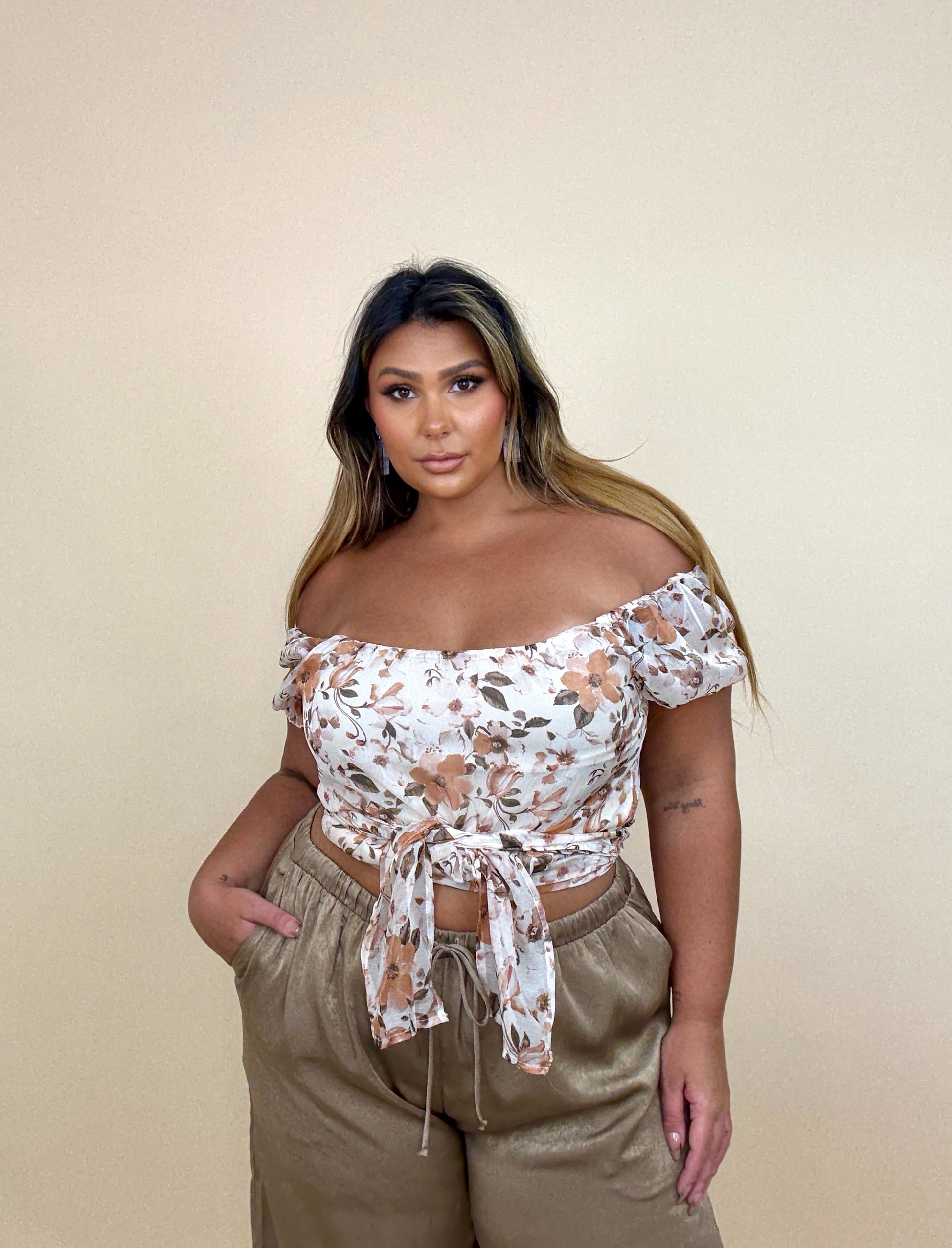 Semi Sheer Multi-Way Floral Wrap Top