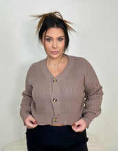 Load image into Gallery viewer, Mauve Cropped Button Sweater Top
