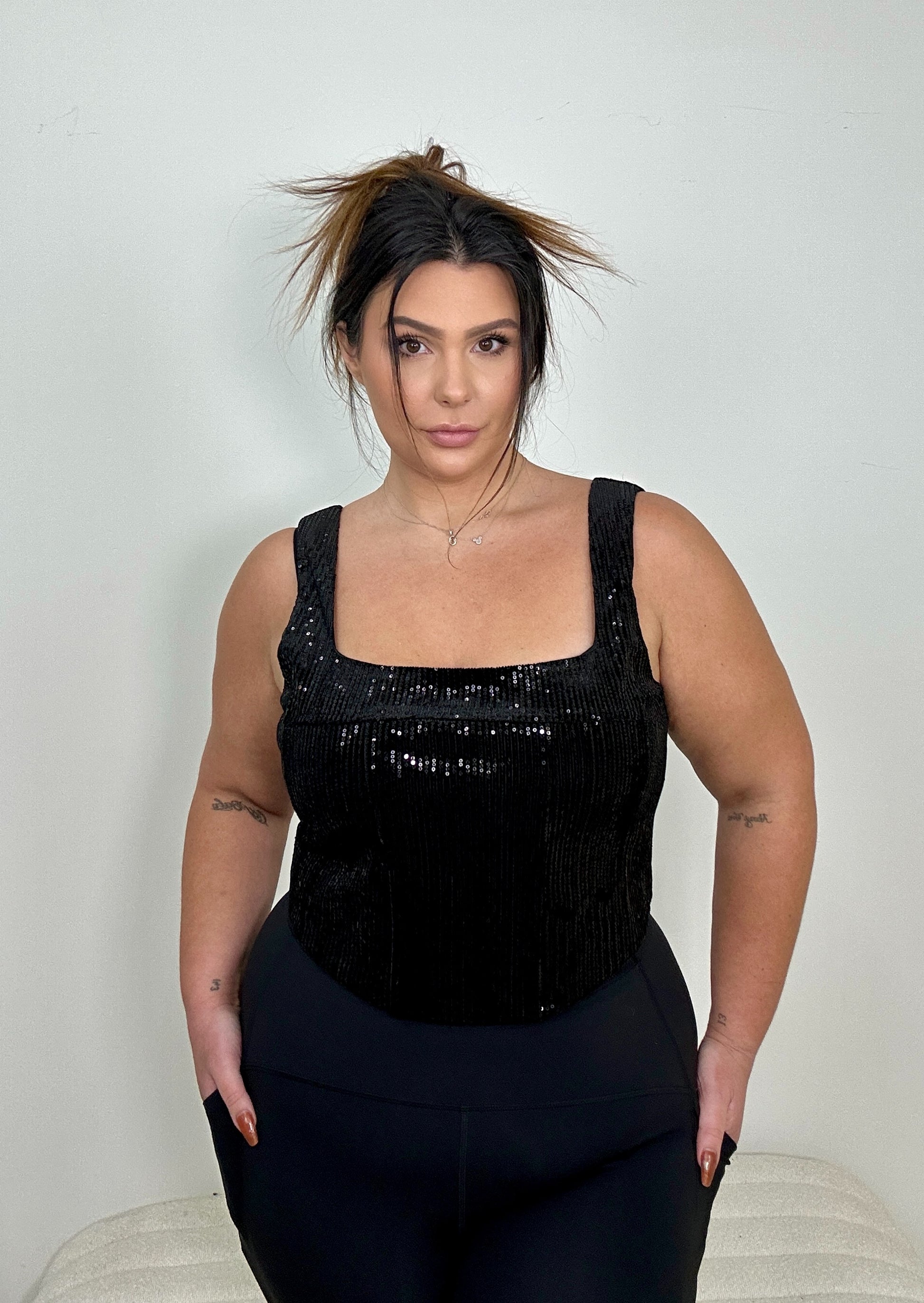 Black Velvet Sequin Top