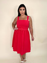 Load image into Gallery viewer, Red Belted Cotton Dress
