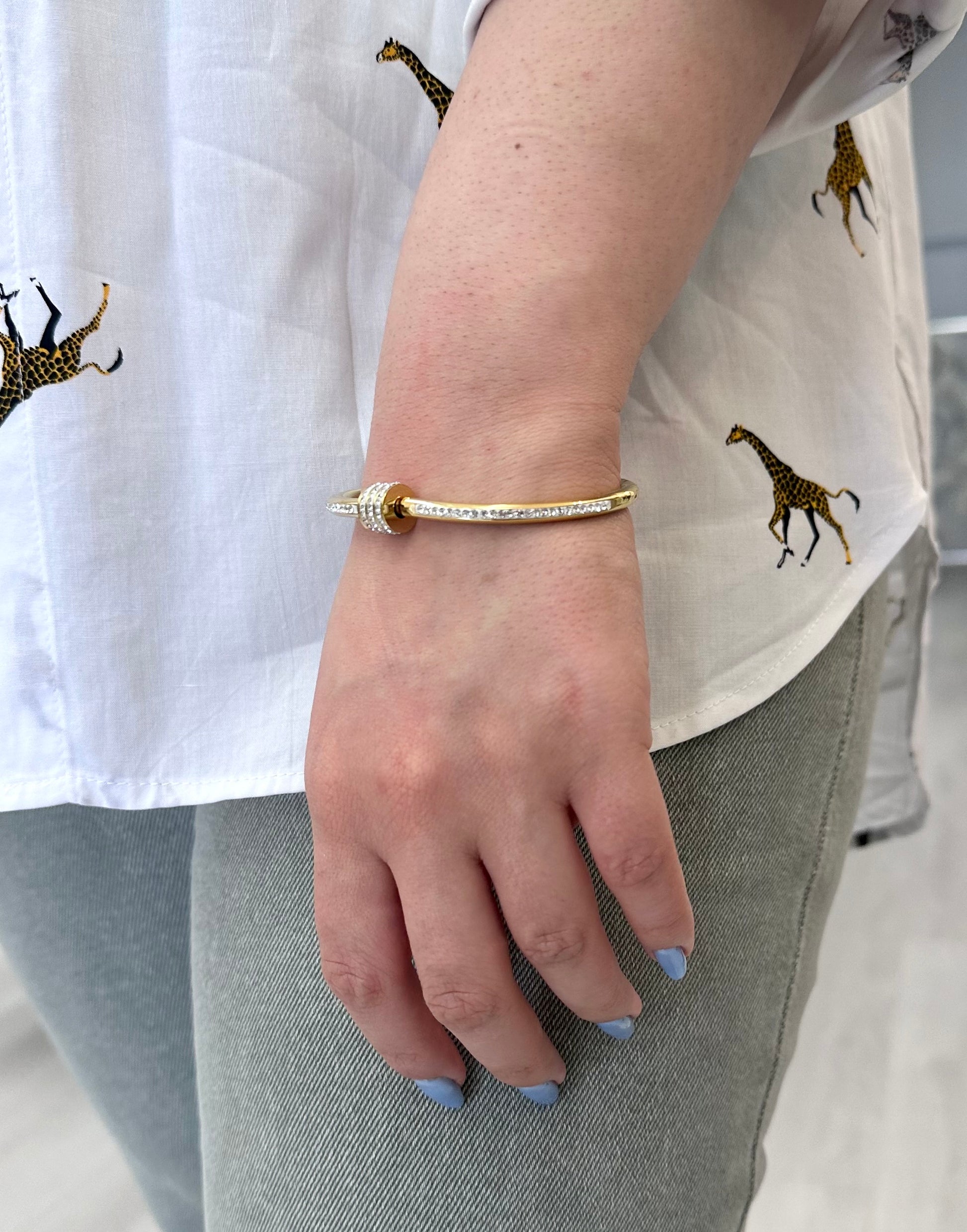 Diamond Studded Cylinder Bracelet (2 colors)