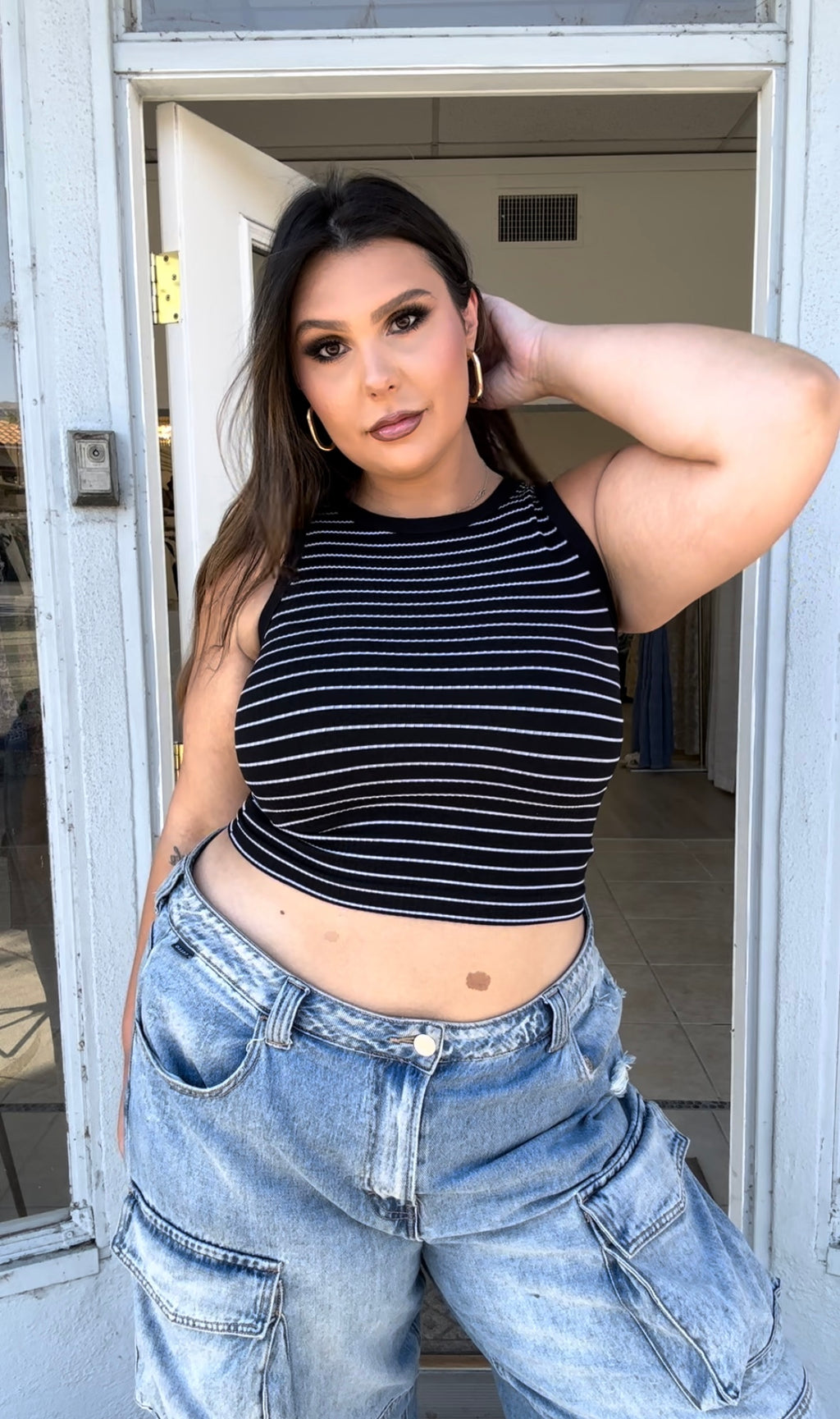 Basic Stripped Stretchy Tank Top (2 colors)