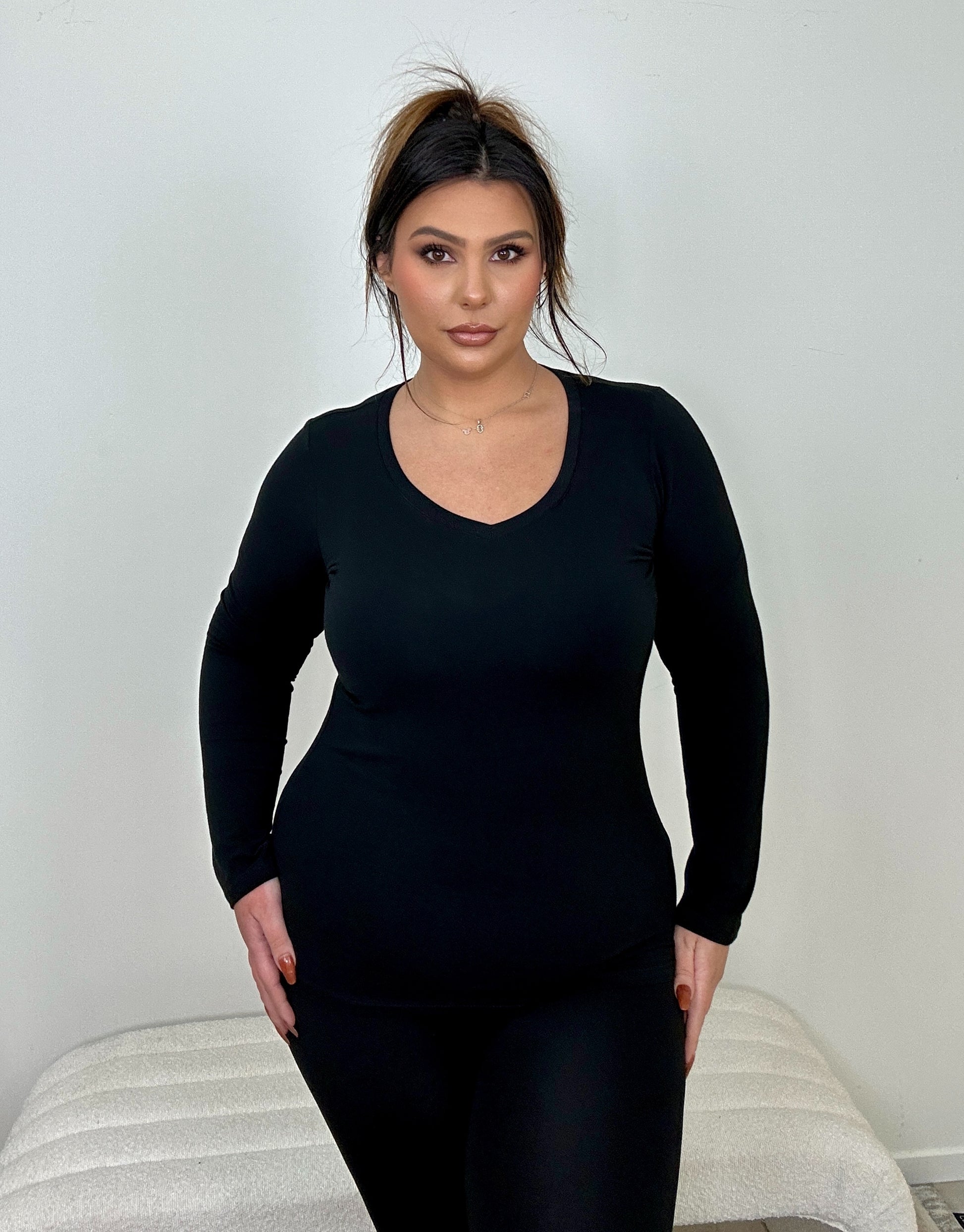 Basic Black Long Sleeve Top