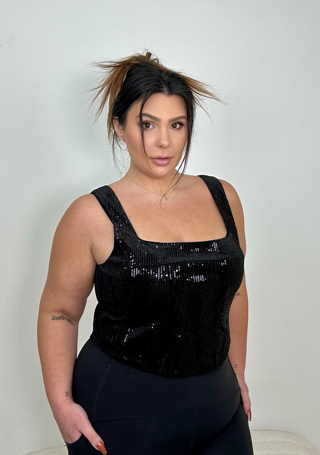 Black Velvet Sequin Top