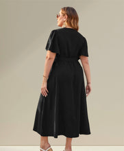 Load image into Gallery viewer, Black Sliky Wrap Dress
