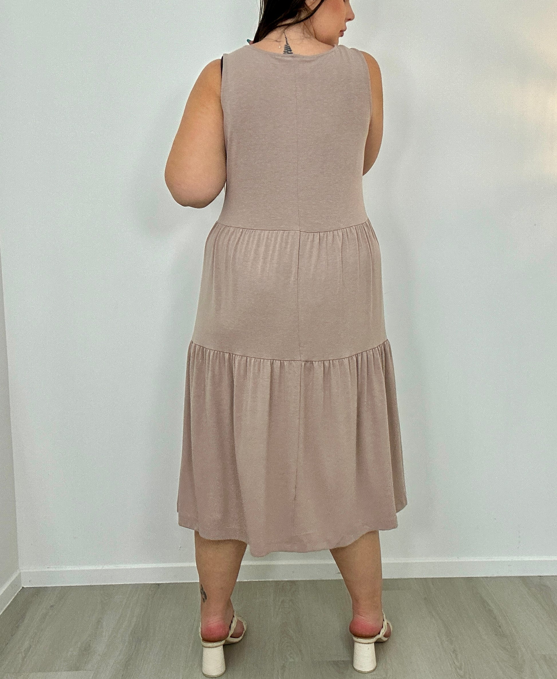 Beige Soft & Flowy Summer Dress (2x)