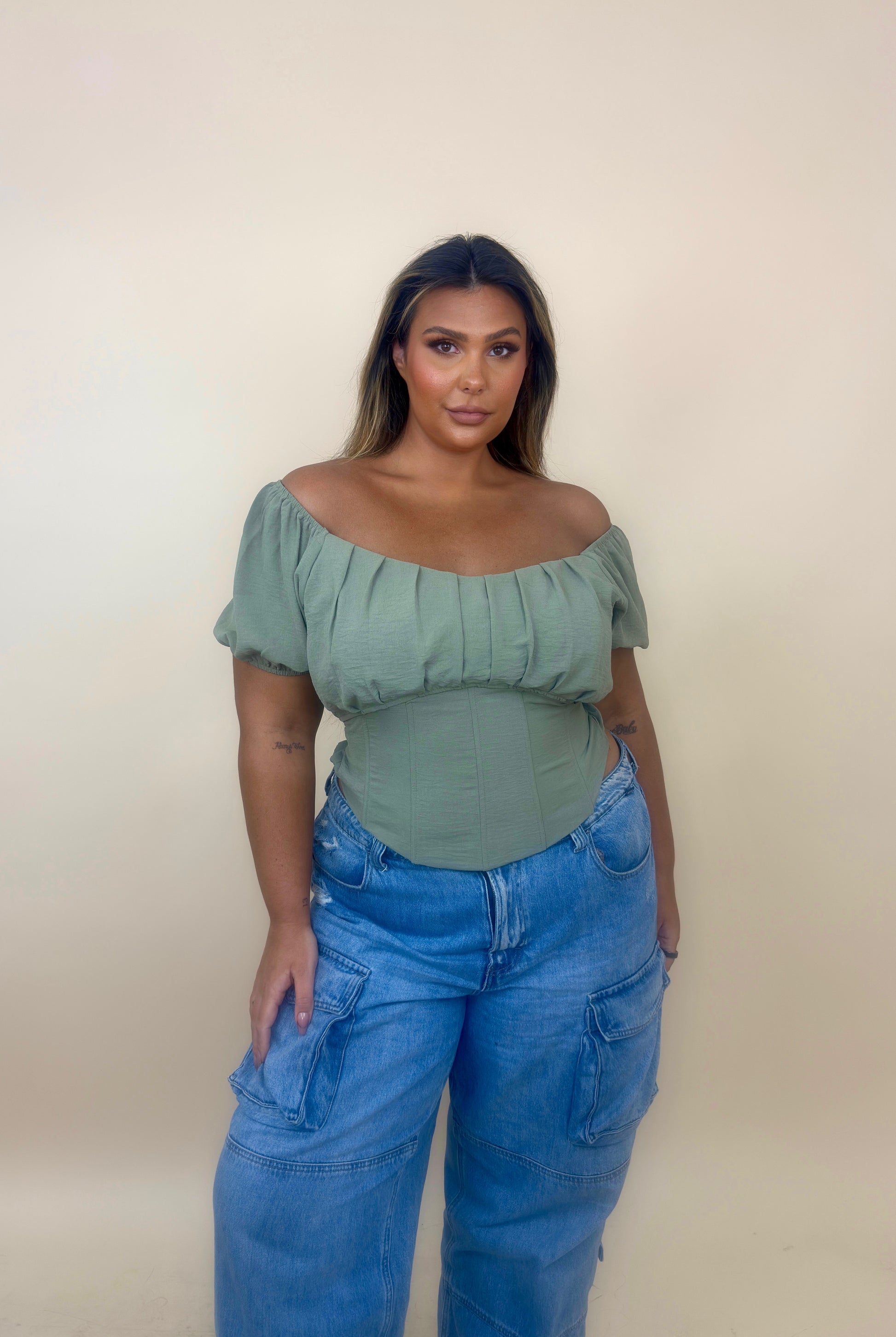 Billowy Corset Bow Tie Top (2 colors)