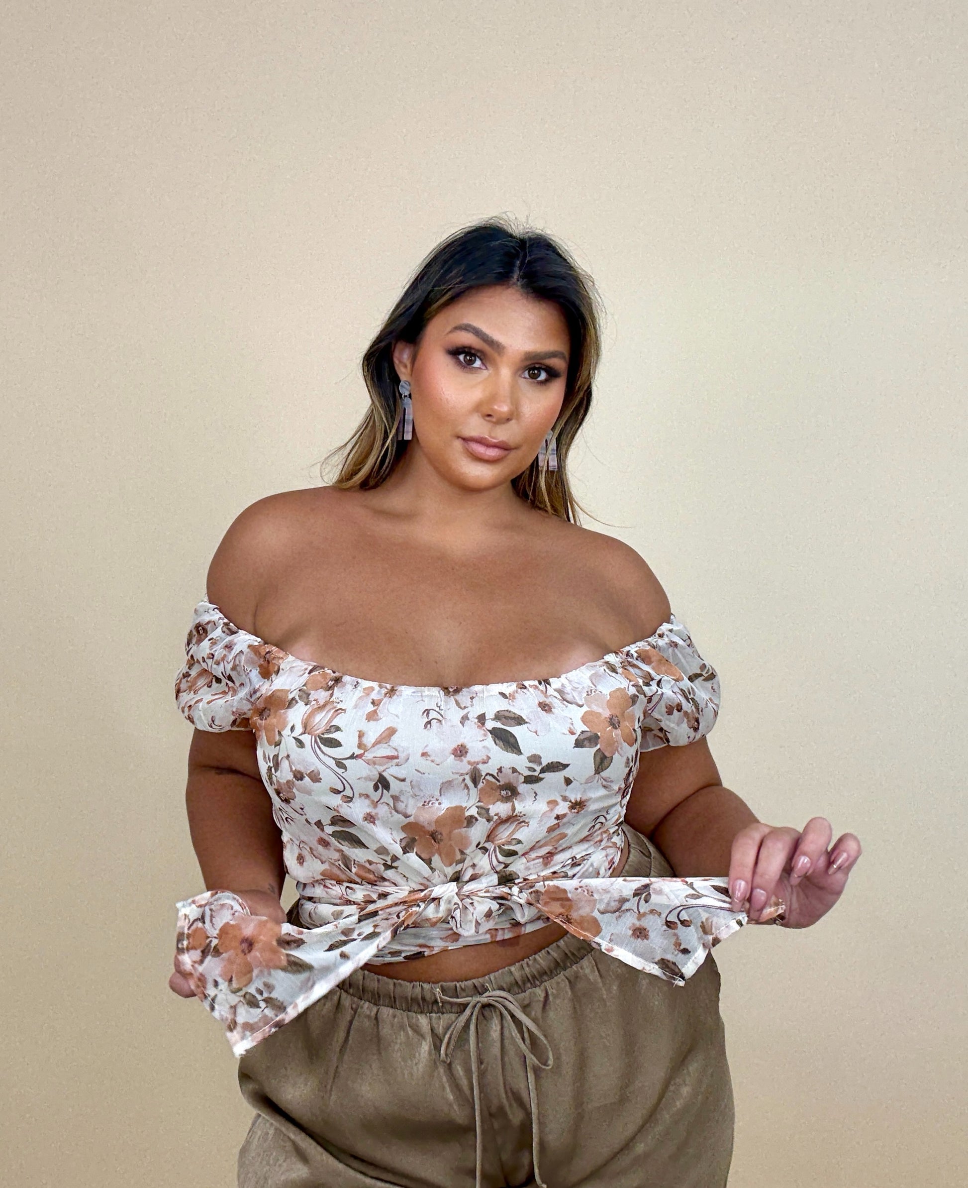 Semi Sheer Multi-Way Floral Wrap Top