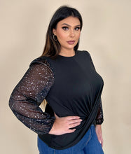 Load image into Gallery viewer, Sheer Shimmer Long Sleeve Top
