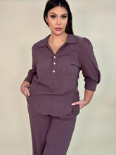 Load image into Gallery viewer, Cotton Button Top &amp; Flowy Pants Set
