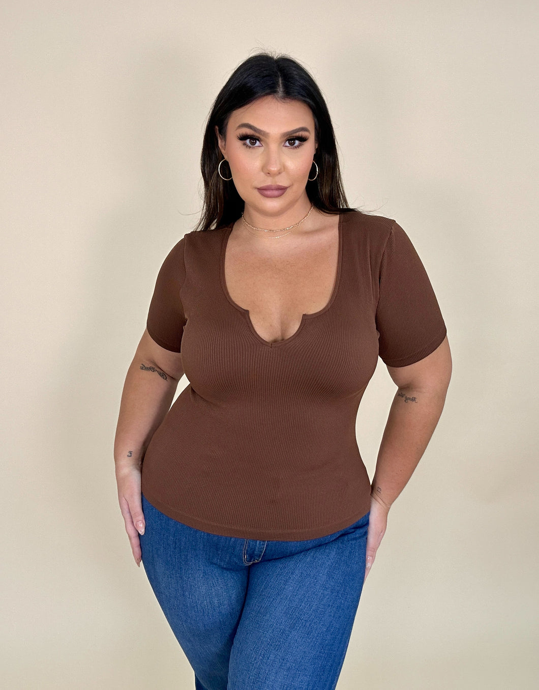 Basic Brown Stretch Top