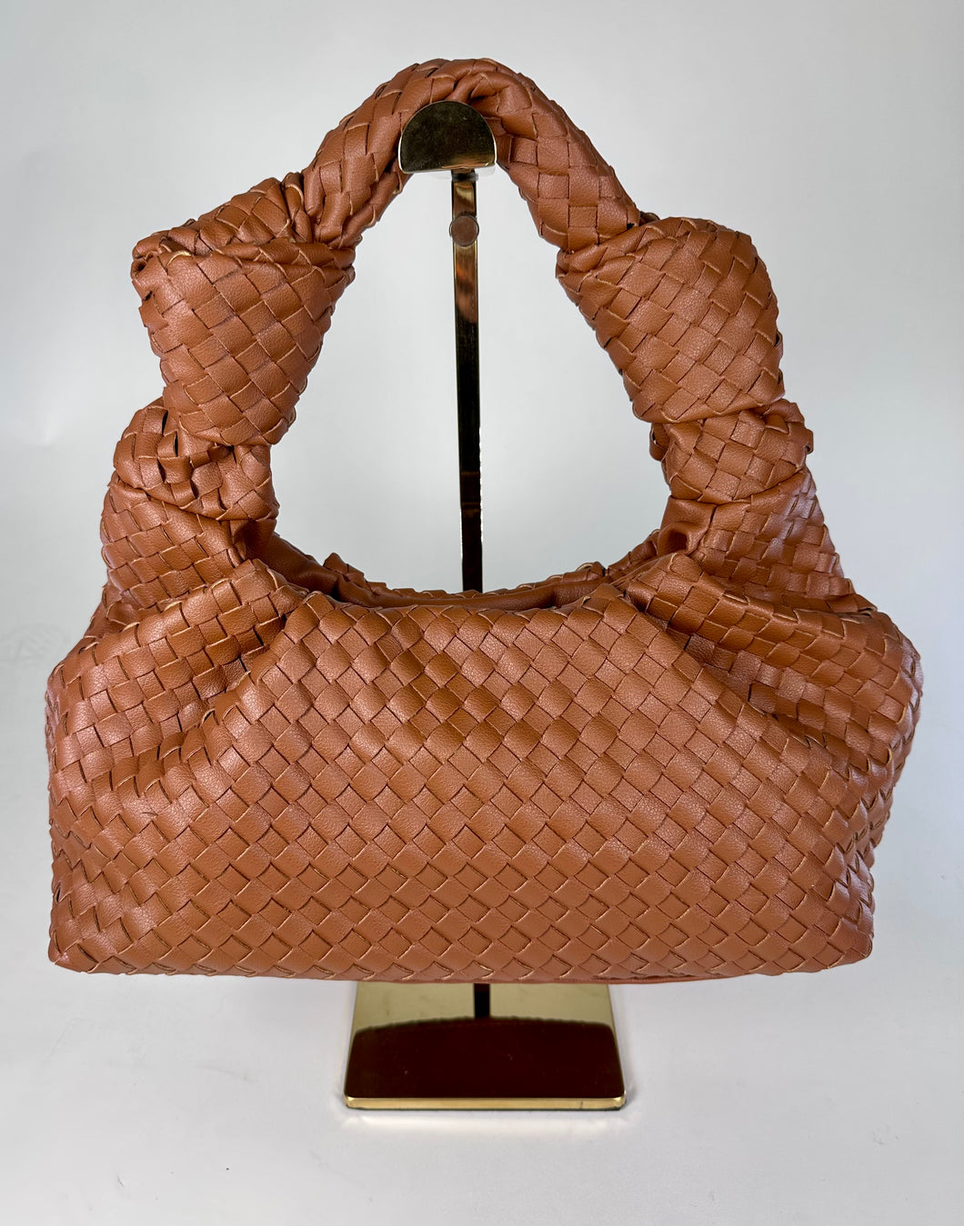 ‘Kris’ Brown Wefted Knot Handle Bag