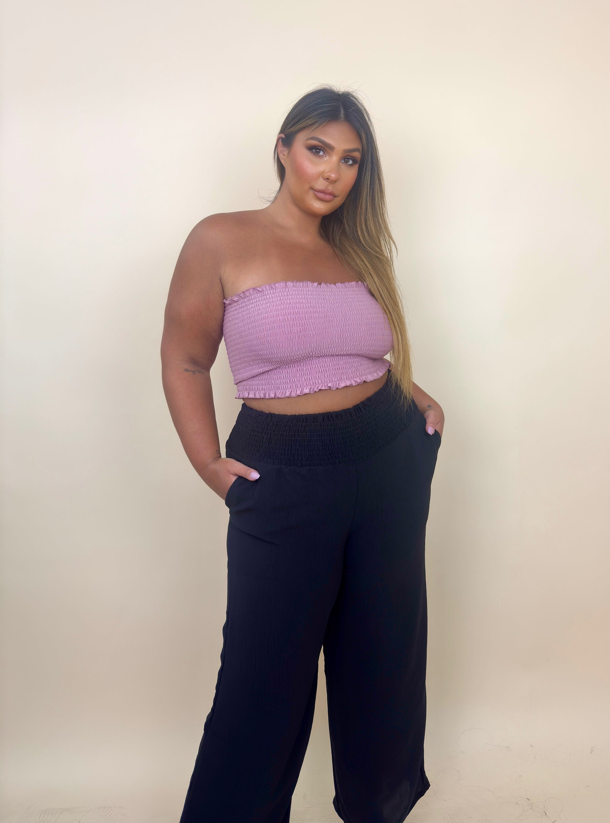 Smocked Black Pants