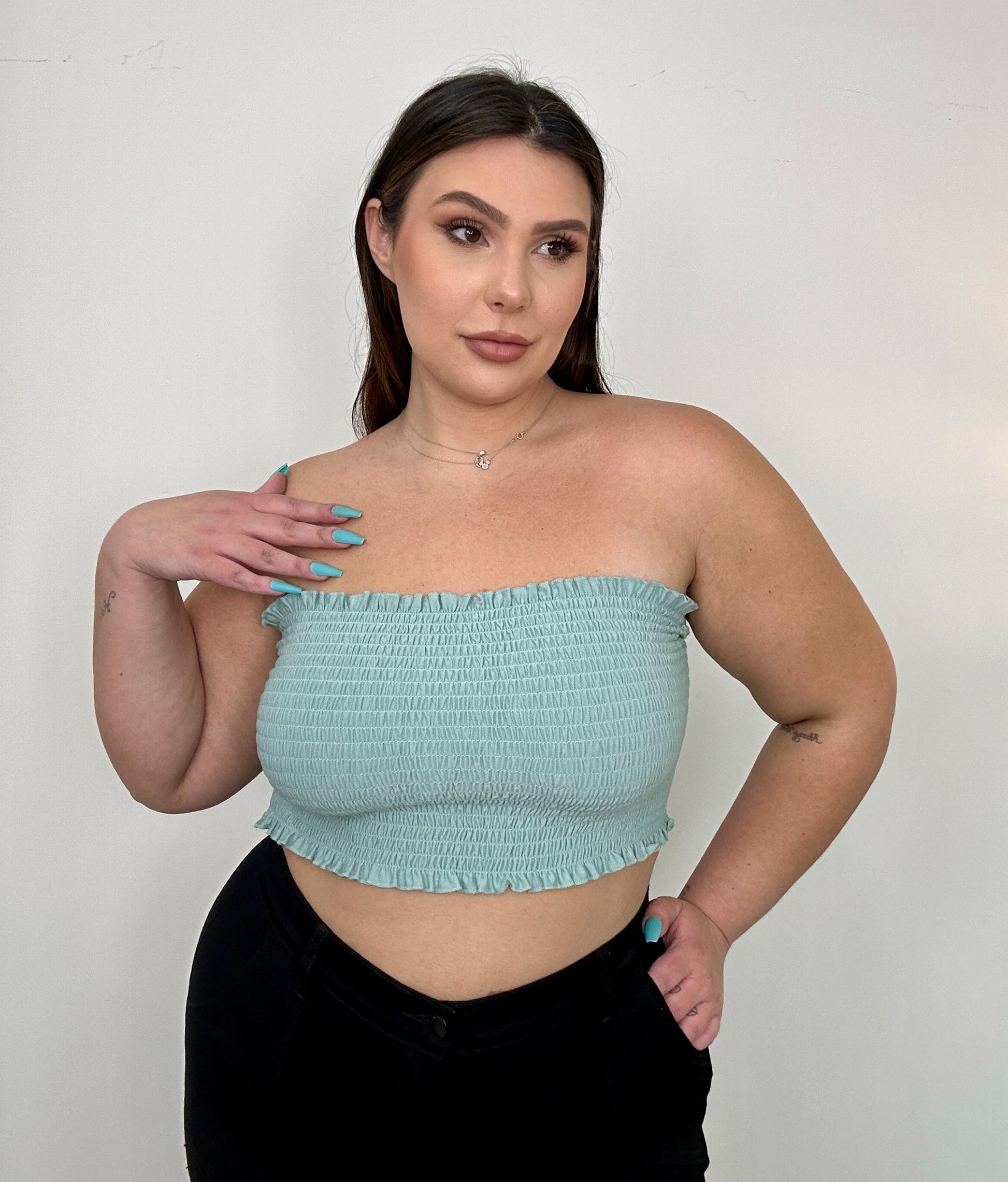 Stretchy Ruffled Tube Top (2 colors)