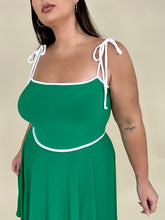 Load image into Gallery viewer, Green &amp; White A-Line Dress
