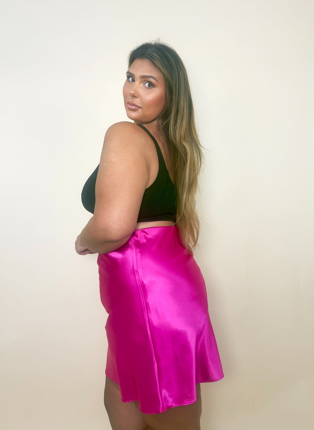 Hot Pink Silk Skirt