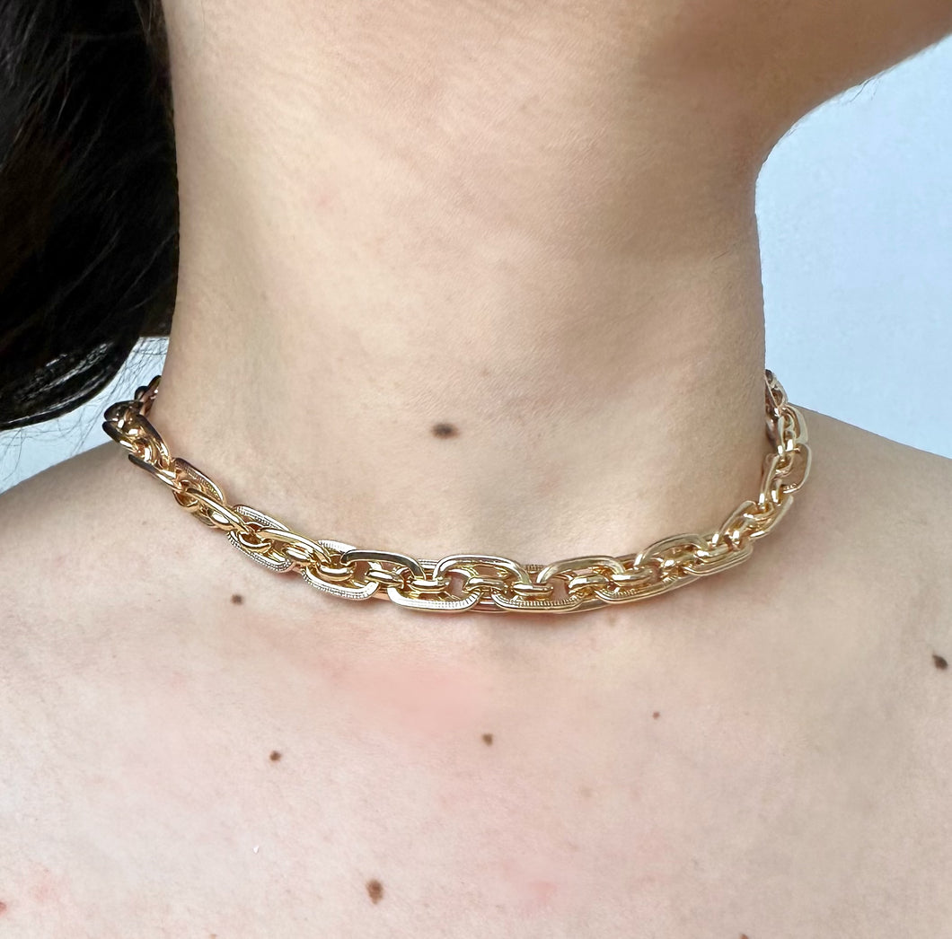 Gold Chain Link Choker Necklace