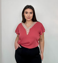 Load image into Gallery viewer, Lightweight Lace V-Neck Ruffle Sleeve Top
