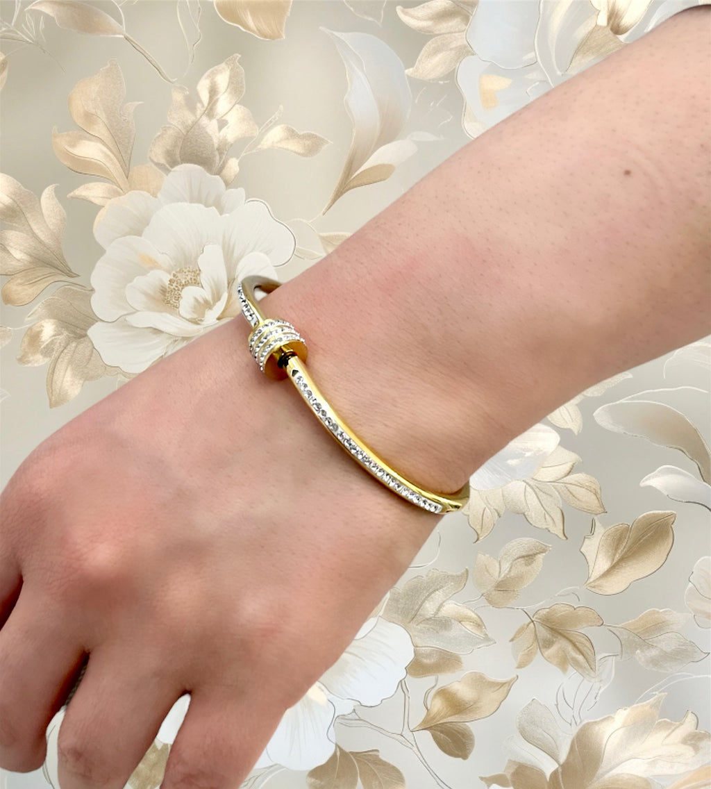 Diamond Studded Cylinder Bracelet (2 colors)