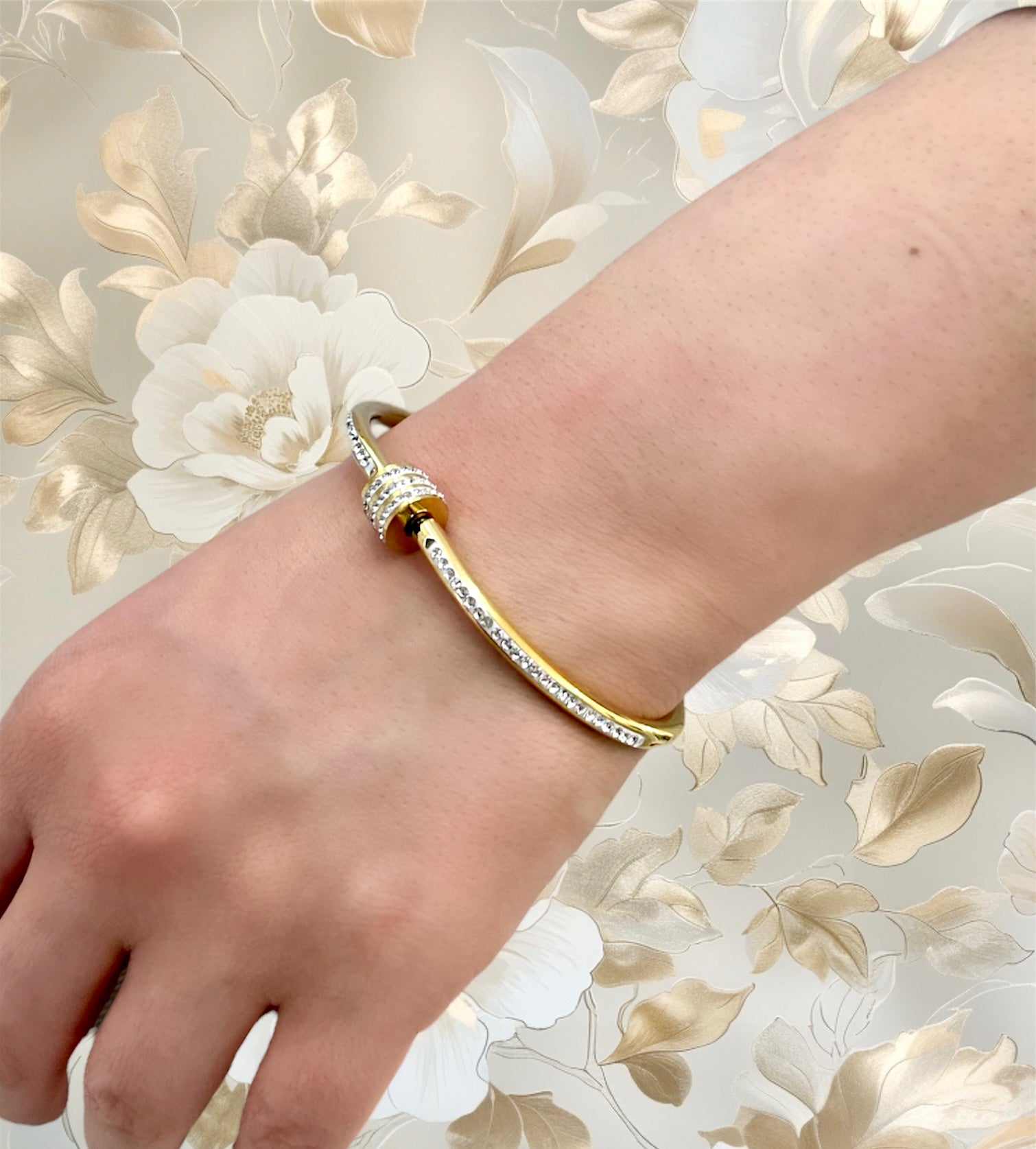 Diamond Studded Cylinder Bracelet (2 colors)