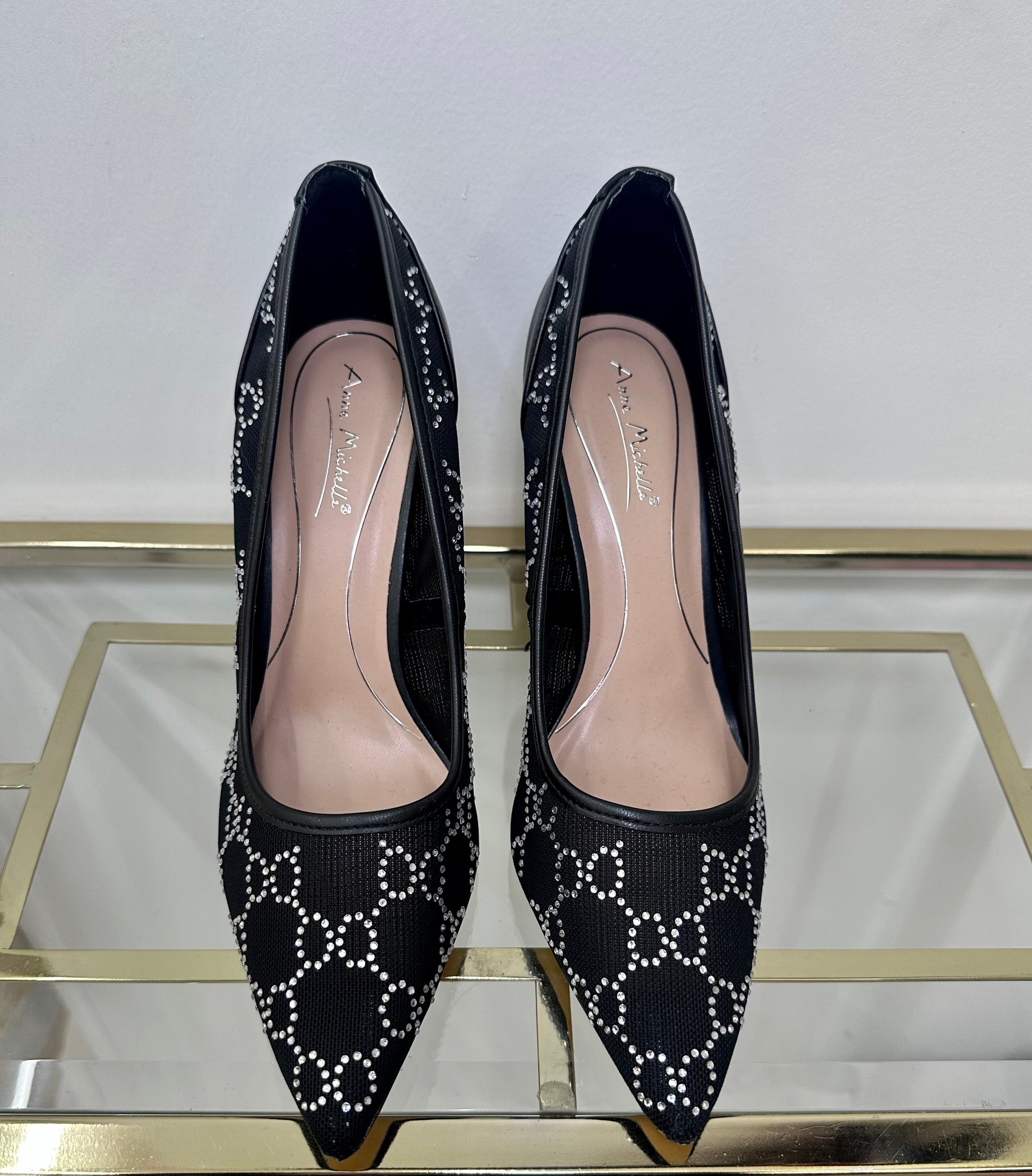 Rhinestoned Black Pumps