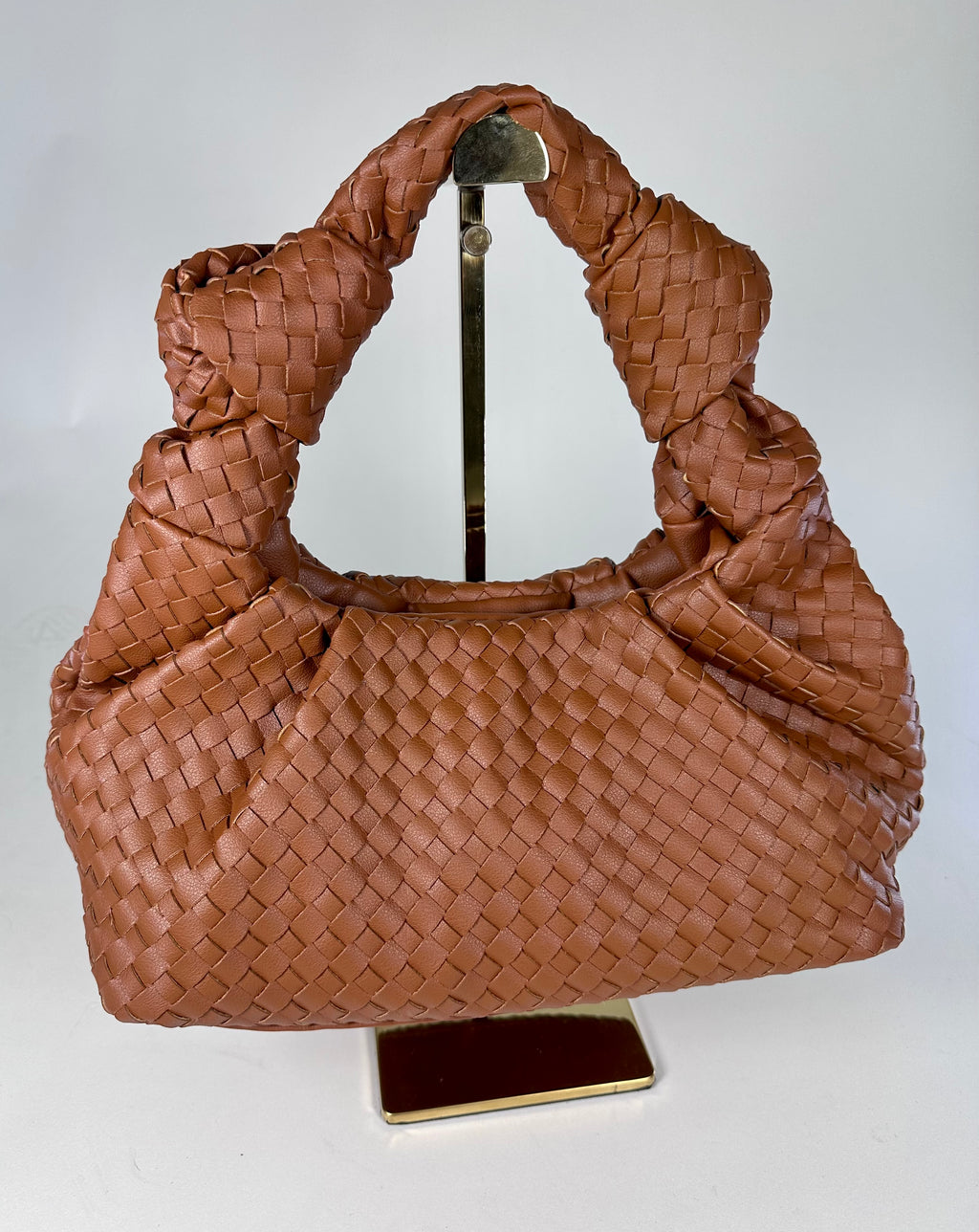‘Kris’ Brown Wefted Knot Handle Bag