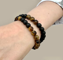 Load image into Gallery viewer, Brown &amp; Black Beaded Bracelet Set
