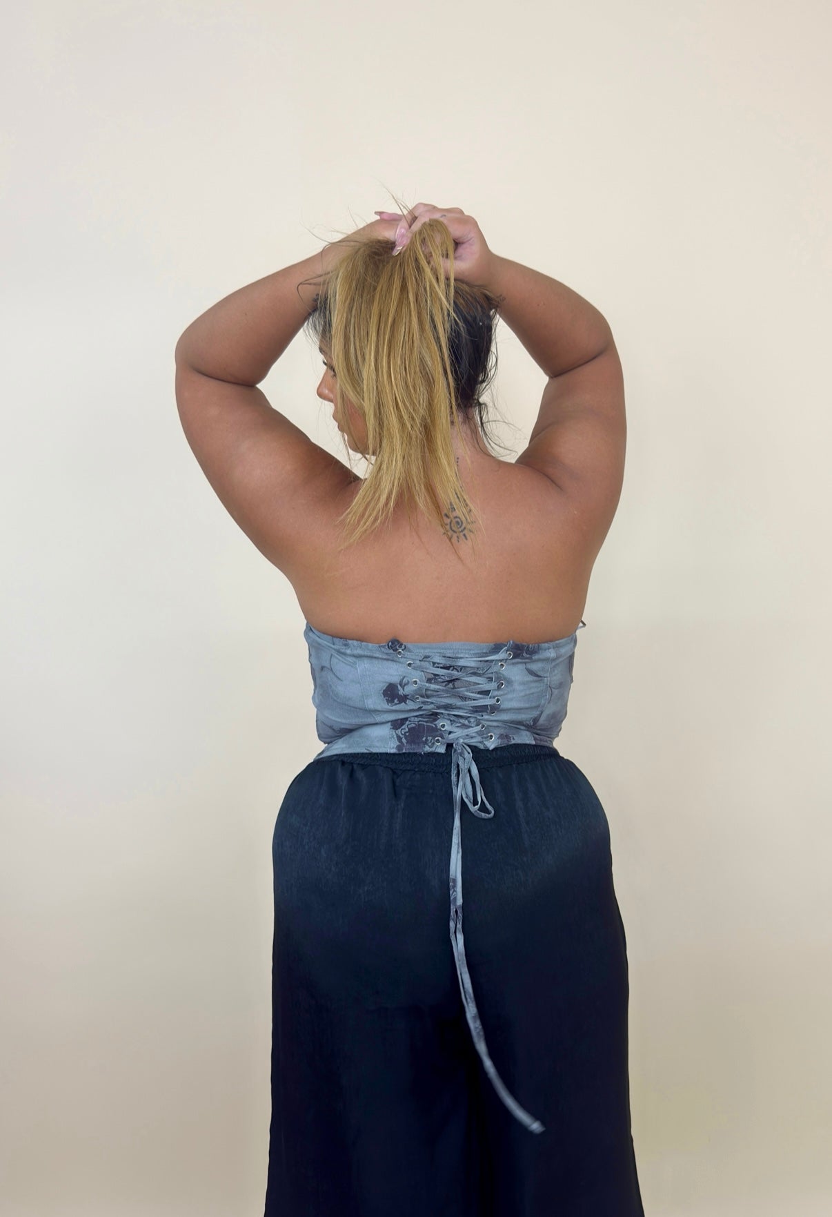 Grey Rose Stretch Boned Corset Top