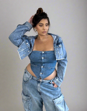 Load image into Gallery viewer, Button Denim Tube Top
