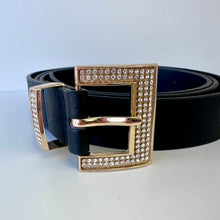 Load image into Gallery viewer, Gold Rhinestoned Buckle Belt (2 colors) plus size
