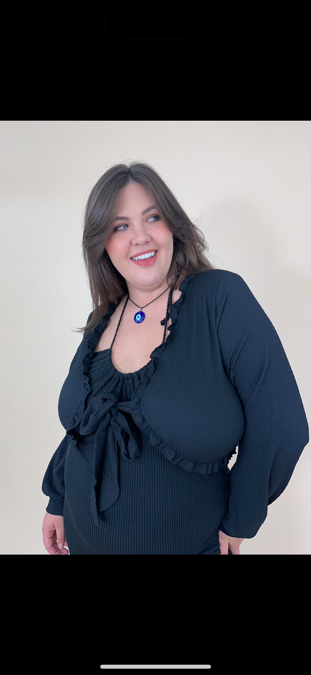Cropped Ruffle Tied Shrug (2 colors)