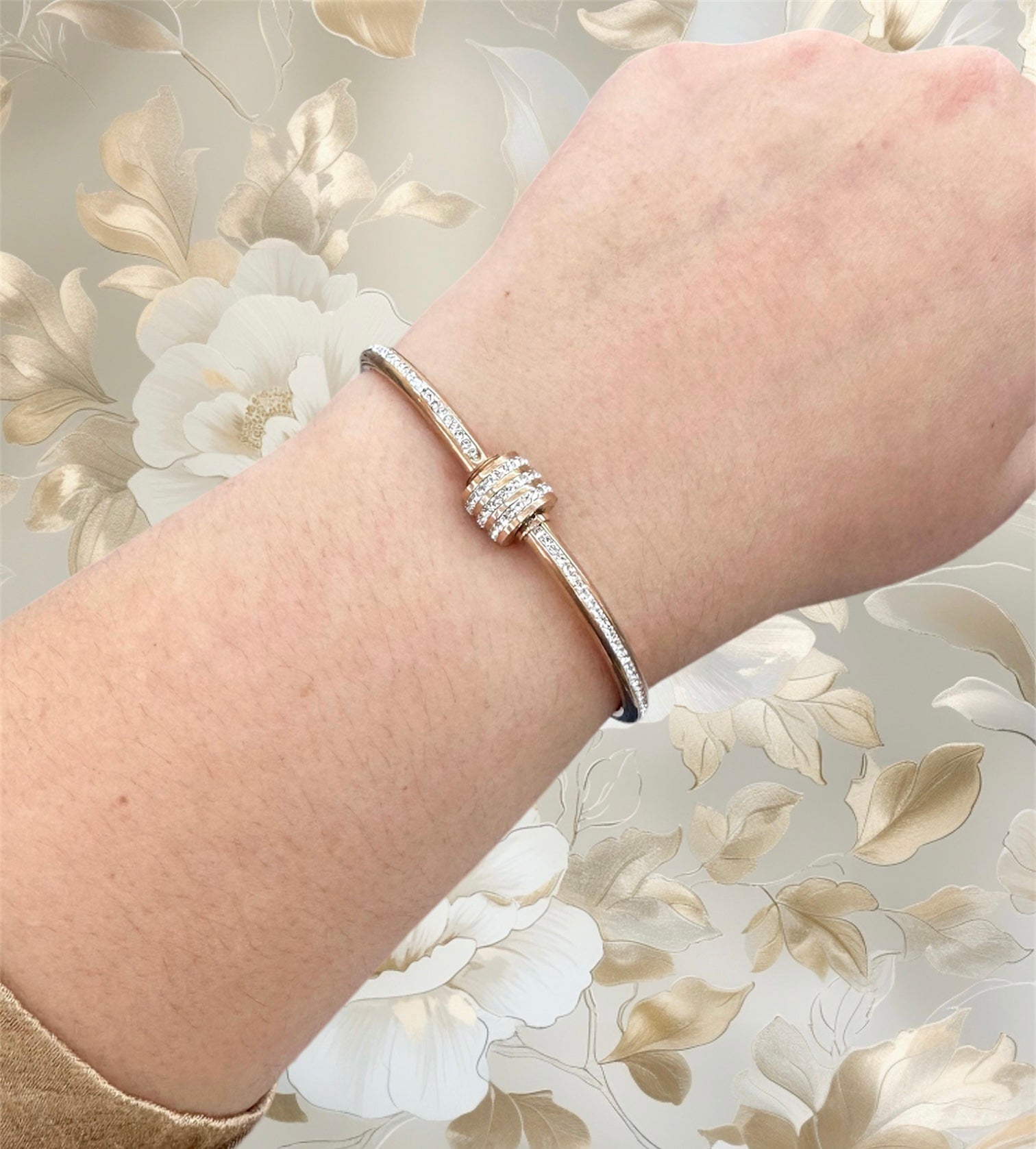 Diamond Studded Cylinder Bracelet (2 colors)