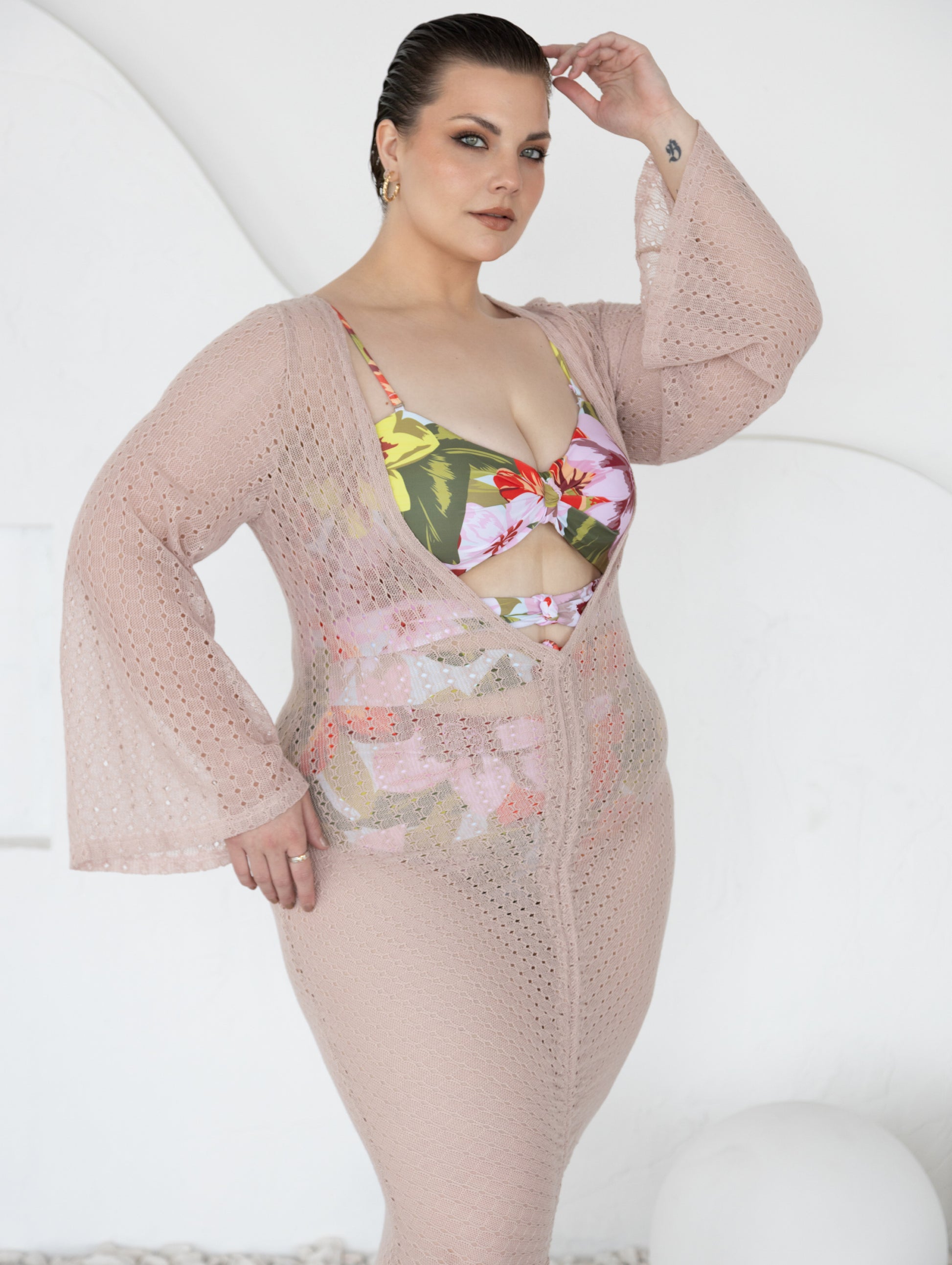 Knit Cinch Tie Coverup Dress (2 colors)
