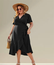 Load image into Gallery viewer, Black Sliky Wrap Dress
