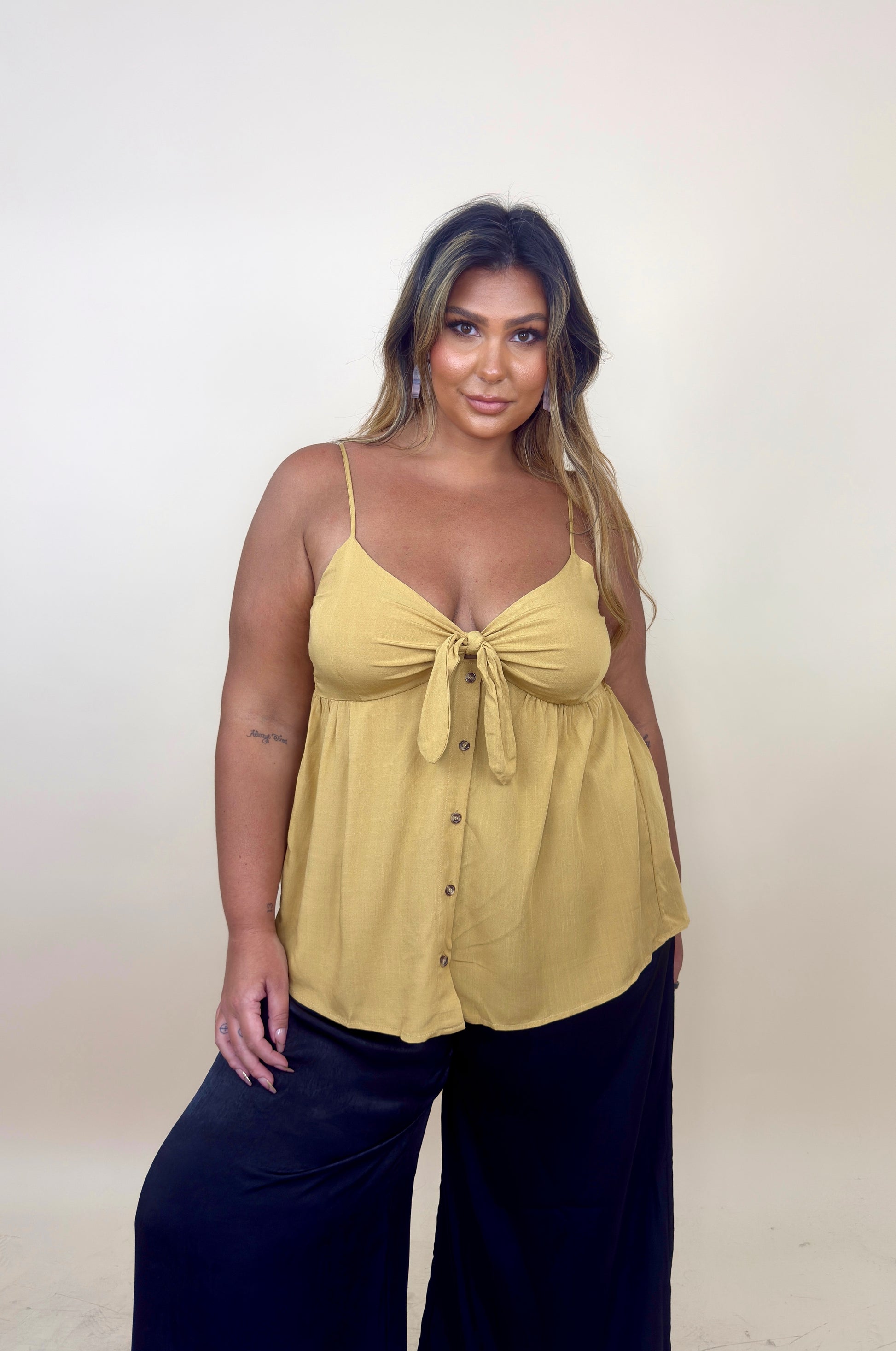Front Tie Flowy Tank Top (2 colors)