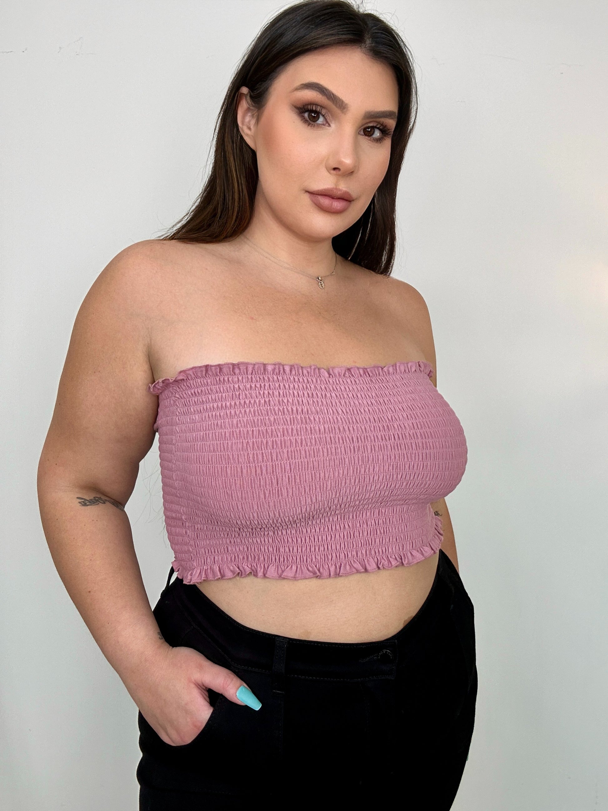 Stretchy Ruffled Tube Top (2 colors)