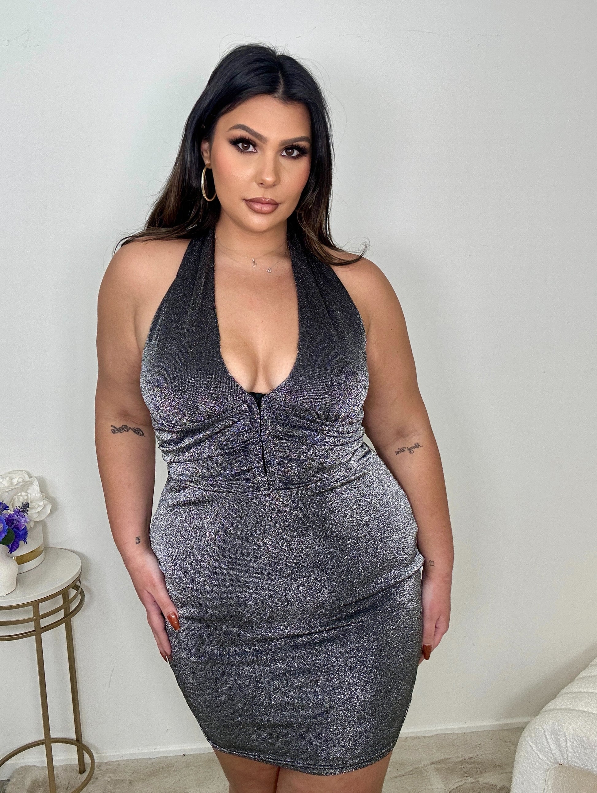Silver Halter Corset Dress