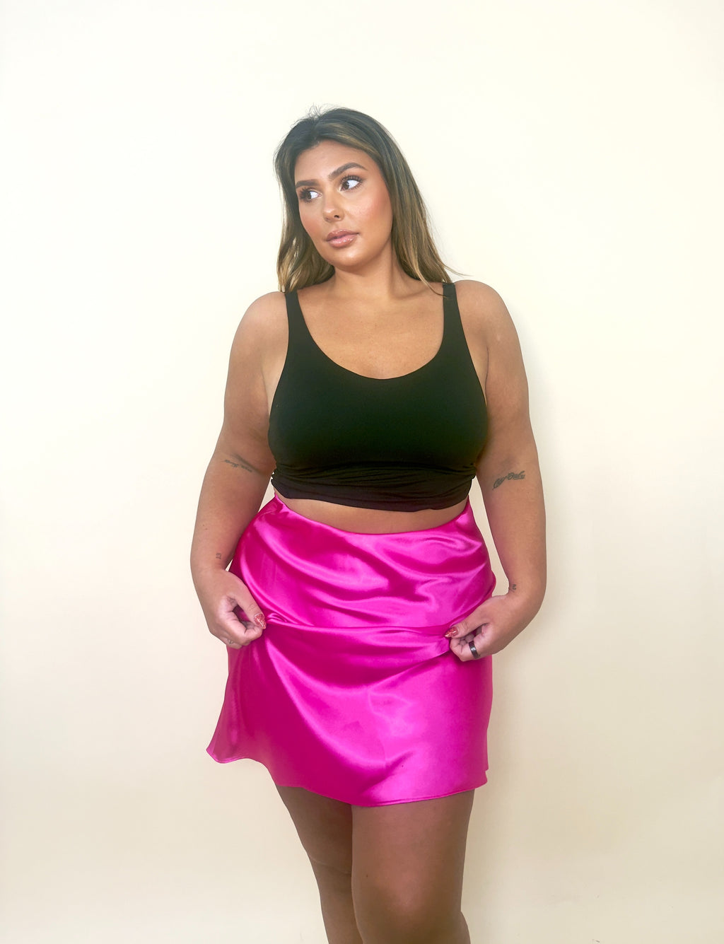 Hot Pink Silk Skirt
