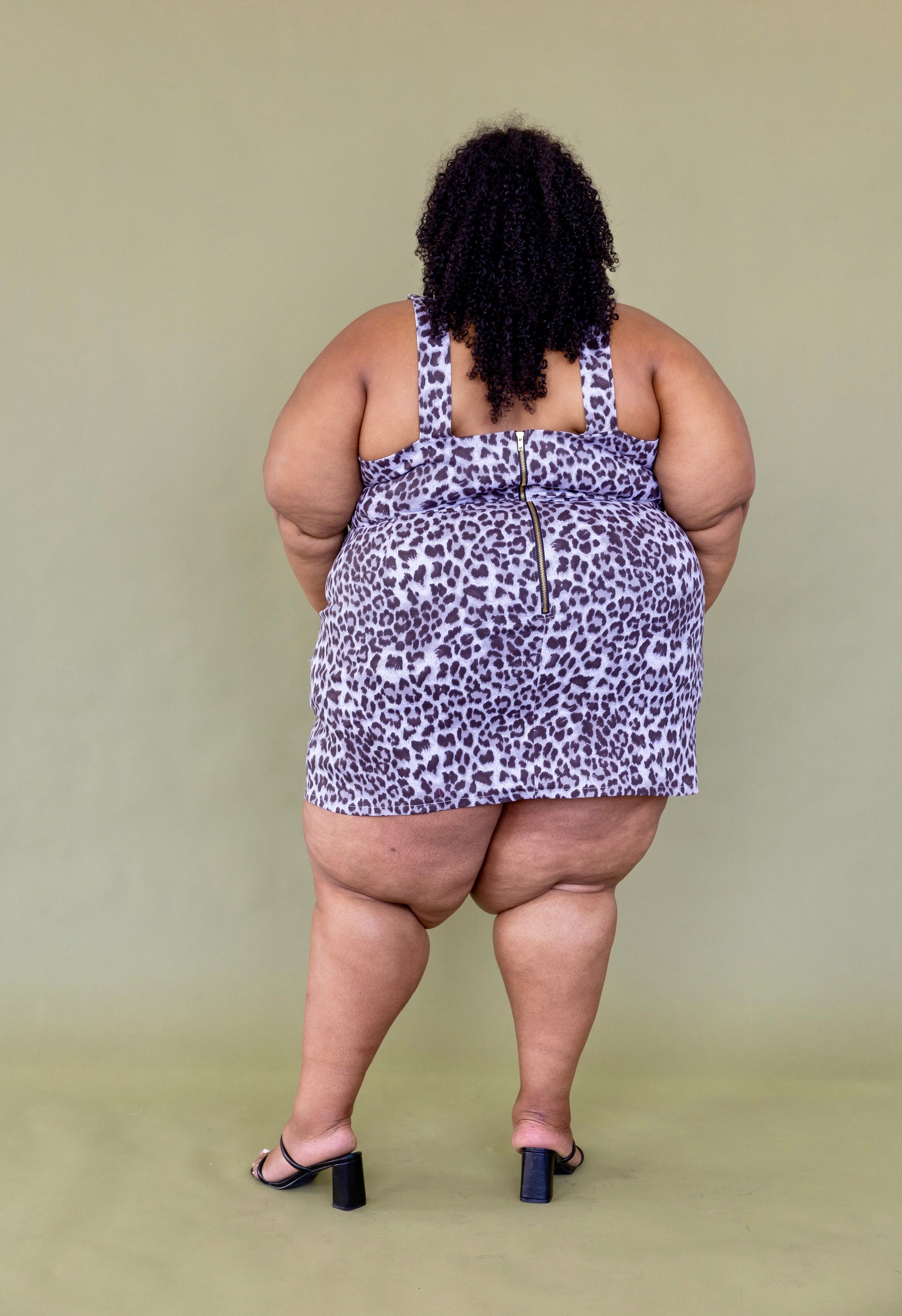 “Cecilia” Stretch Twill Leopard Dress